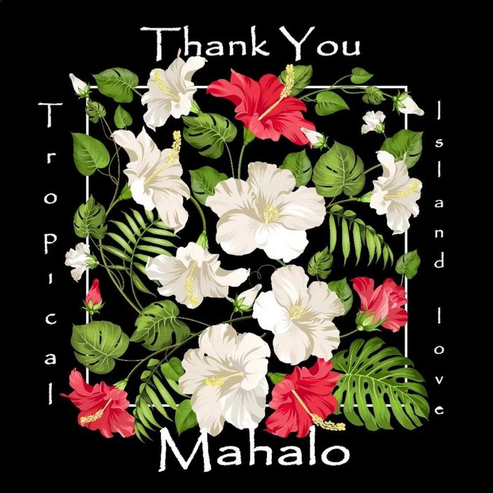 100 Square Stickers, Thank You, Mahalo , High Gloss, PRICE IS FIRM